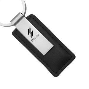 Rectangle Leather & Metal Keychains