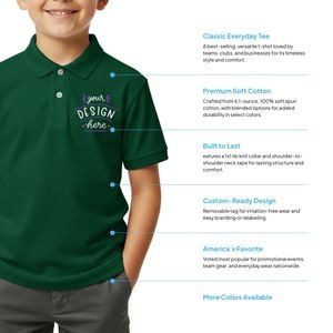 Hanes Youth 50/50 EcoSmart Jersey Knit Polo