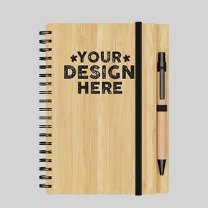 Small Engraved Bamboo Notebook & Pen