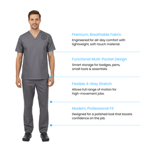 M&M Scrubs Men Scrub Set Medical Scrub Top and Pants